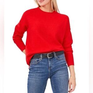 Vince Camuto Center Seam Drop shoulders Sweater Red size Large